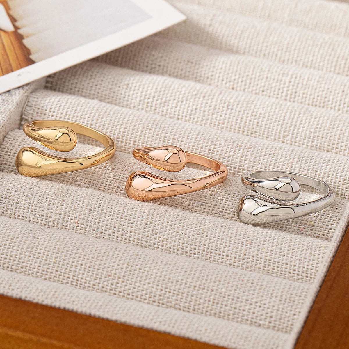 "Water Drop Open Ring – Elegant & Simple"