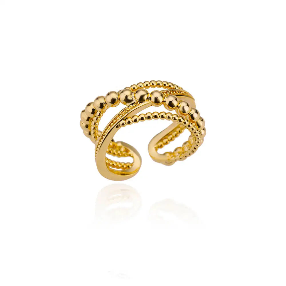 "HPTOTMG Gold Geometric Ring – Trendy Stainless Steel"