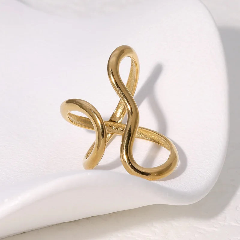"18K Gold-Plated Open Ring – Waterproof Stainless Steel"