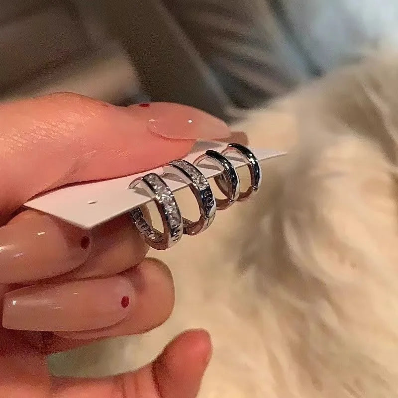 ✨ "Y2K Zircon Hoop Earrings – 4 Pcs"