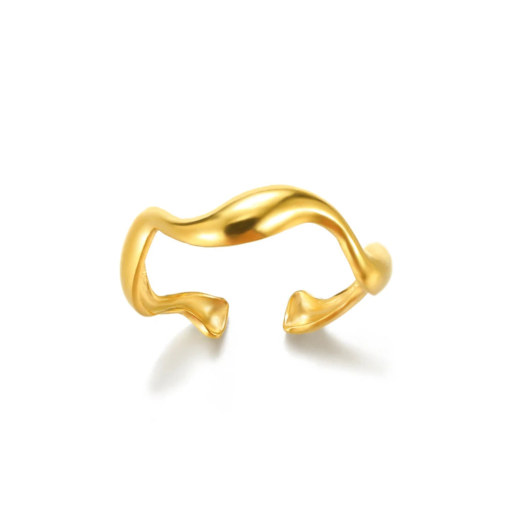 "HPTOTMG Gold Geometric Ring – Trendy Stainless Steel"