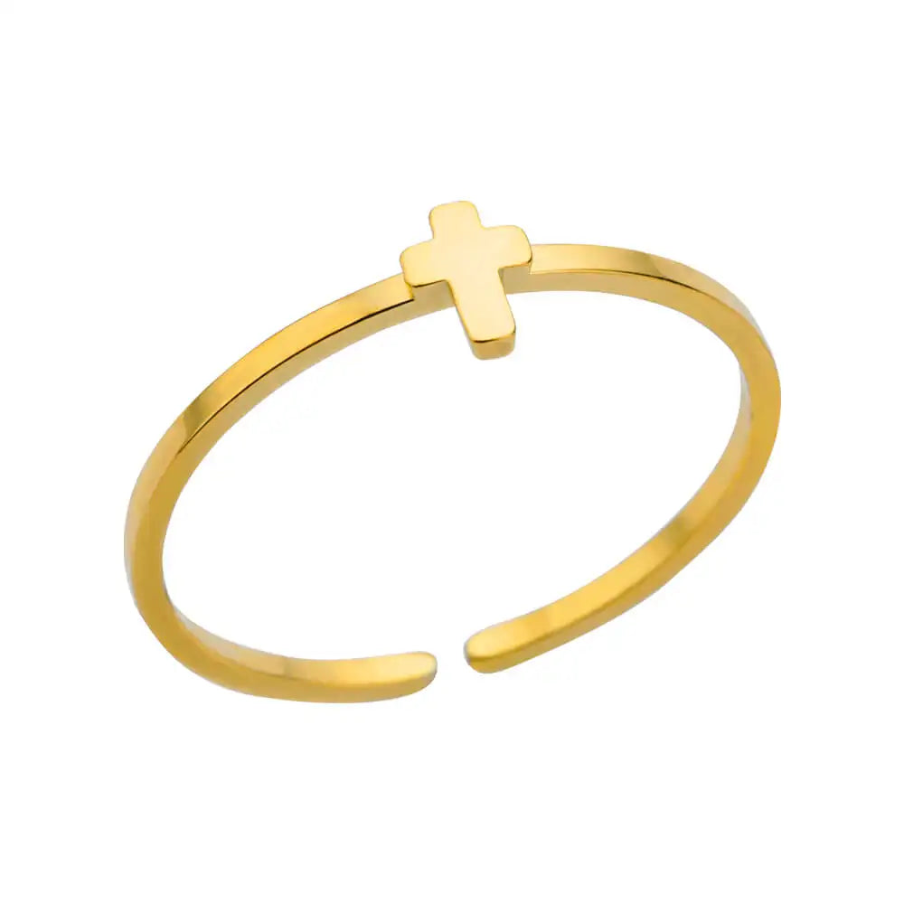 "HPTOTMG Gold Geometric Ring – Trendy Stainless Steel"