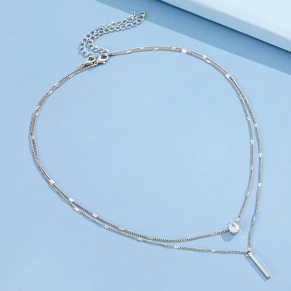 Fashionable Zircon Layer Necklace