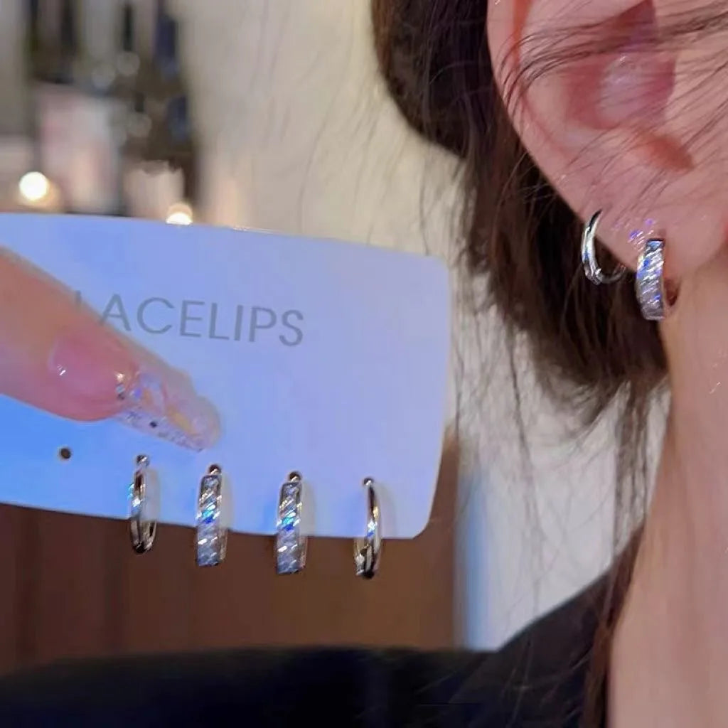 ✨ "Y2K Zircon Hoop Earrings – 4 Pcs"