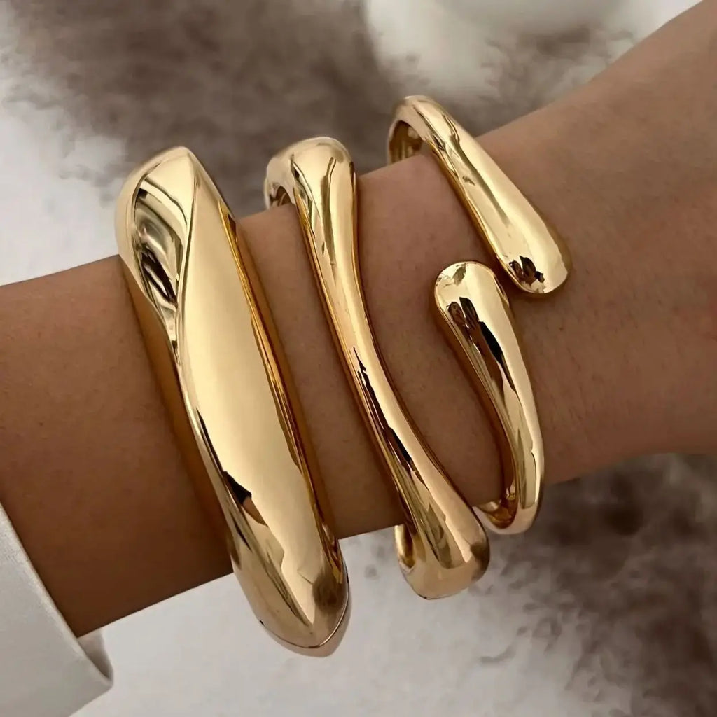 "DIEZI Geometric Metal Cuff Bangles – Vintage Punk Bracelet Set"