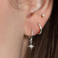 "3-Piece Gold Star Drop Earrings Set – Unisex Stainless Steel Dangle Jewelry"