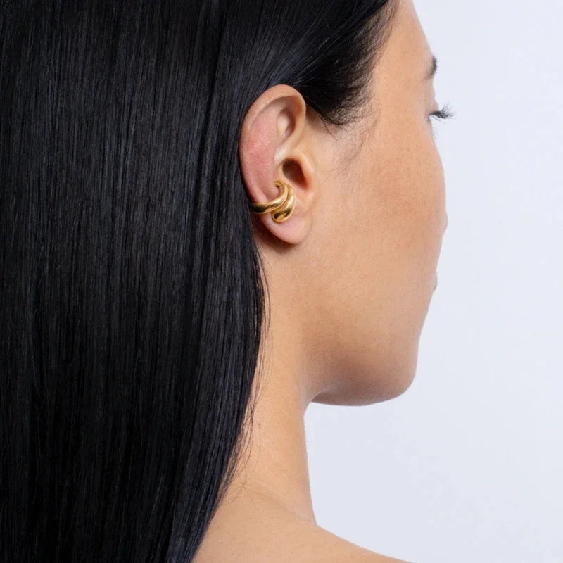 "Gold Ear Cuff Clip Earrings – Trendy Pierceless Design"