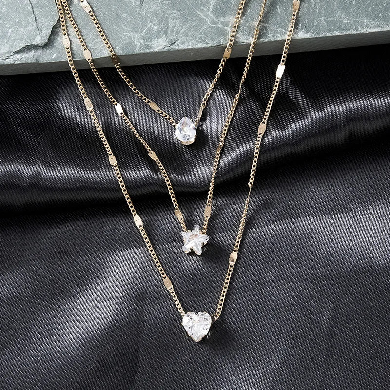 Fashionable Zircon Layer Necklace