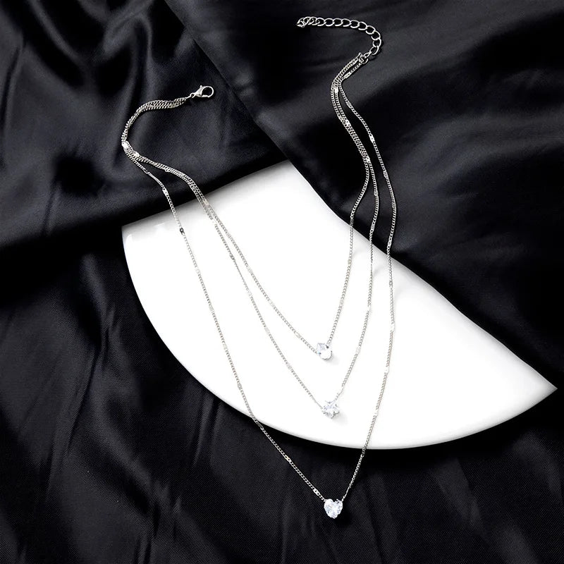 Fashionable Zircon Layer Necklace