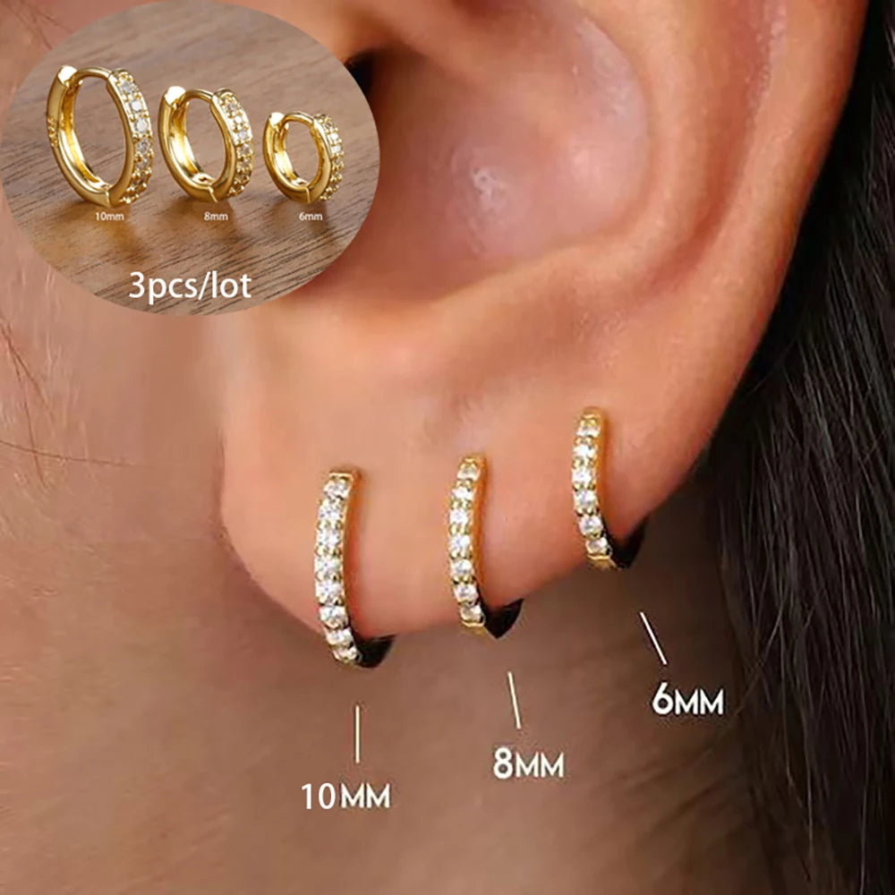 "3-Piece Gold Star Drop Earrings Set – Unisex Stainless Steel Dangle Jewelry"