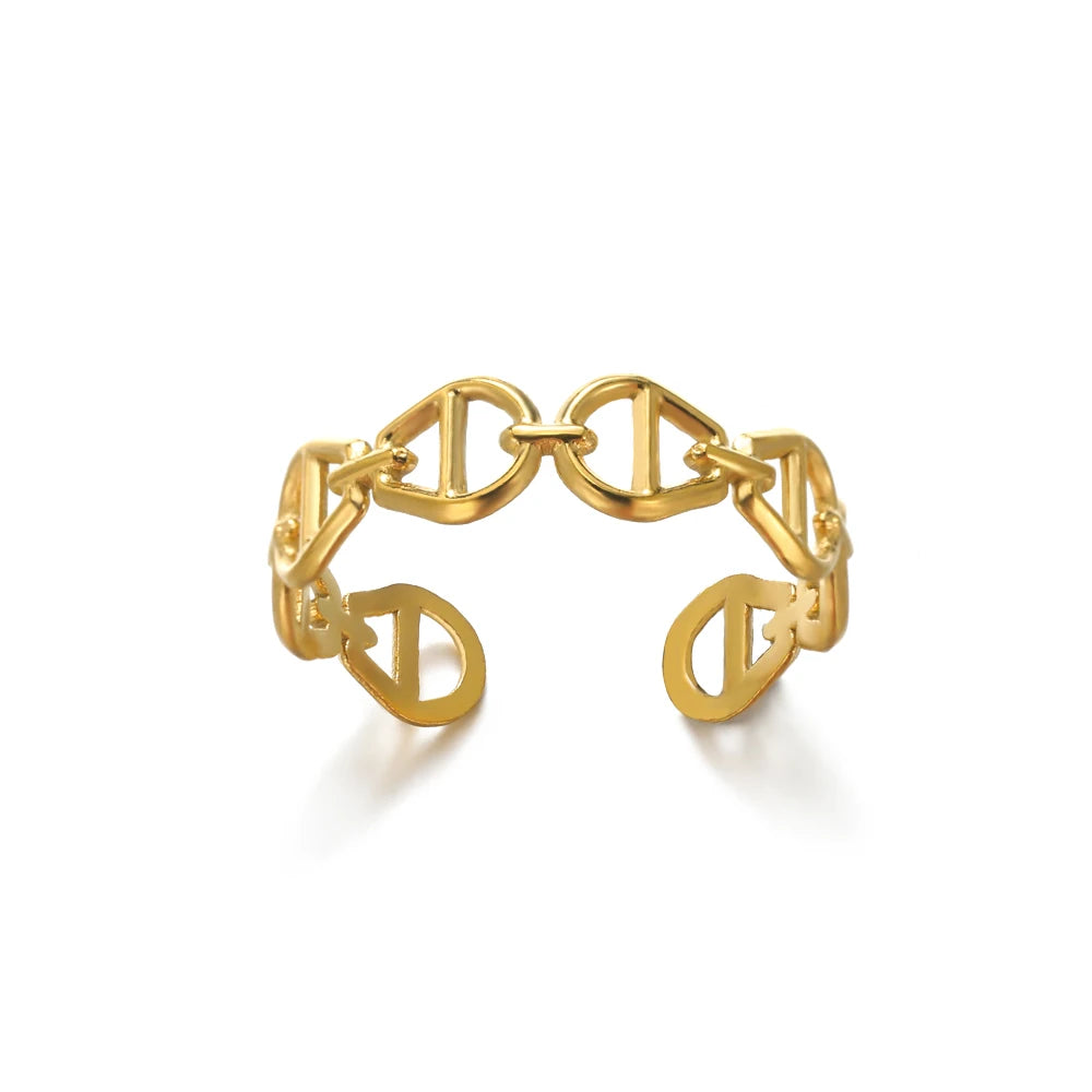 "HPTOTMG Gold Geometric Ring – Trendy Stainless Steel"