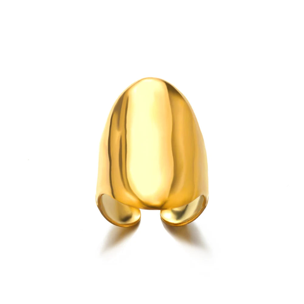 "HPTOTMG Gold Geometric Ring – Trendy Stainless Steel"
