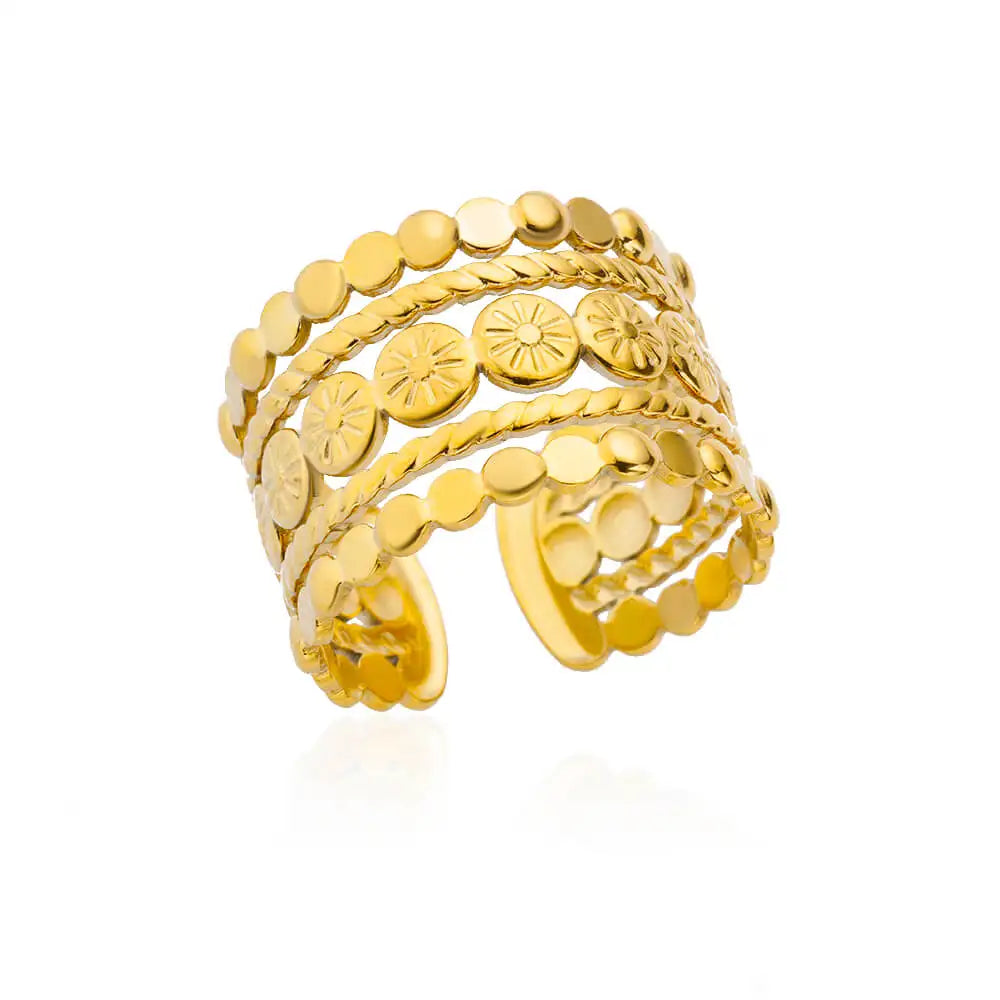 "HPTOTMG Gold Geometric Ring – Trendy Stainless Steel"