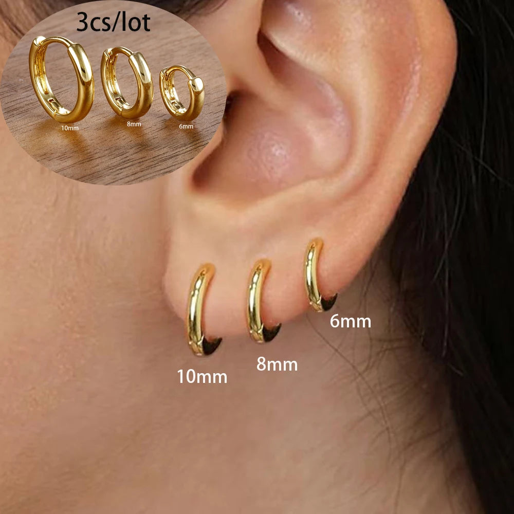 "3-Piece Gold Star Drop Earrings Set – Unisex Stainless Steel Dangle Jewelry"