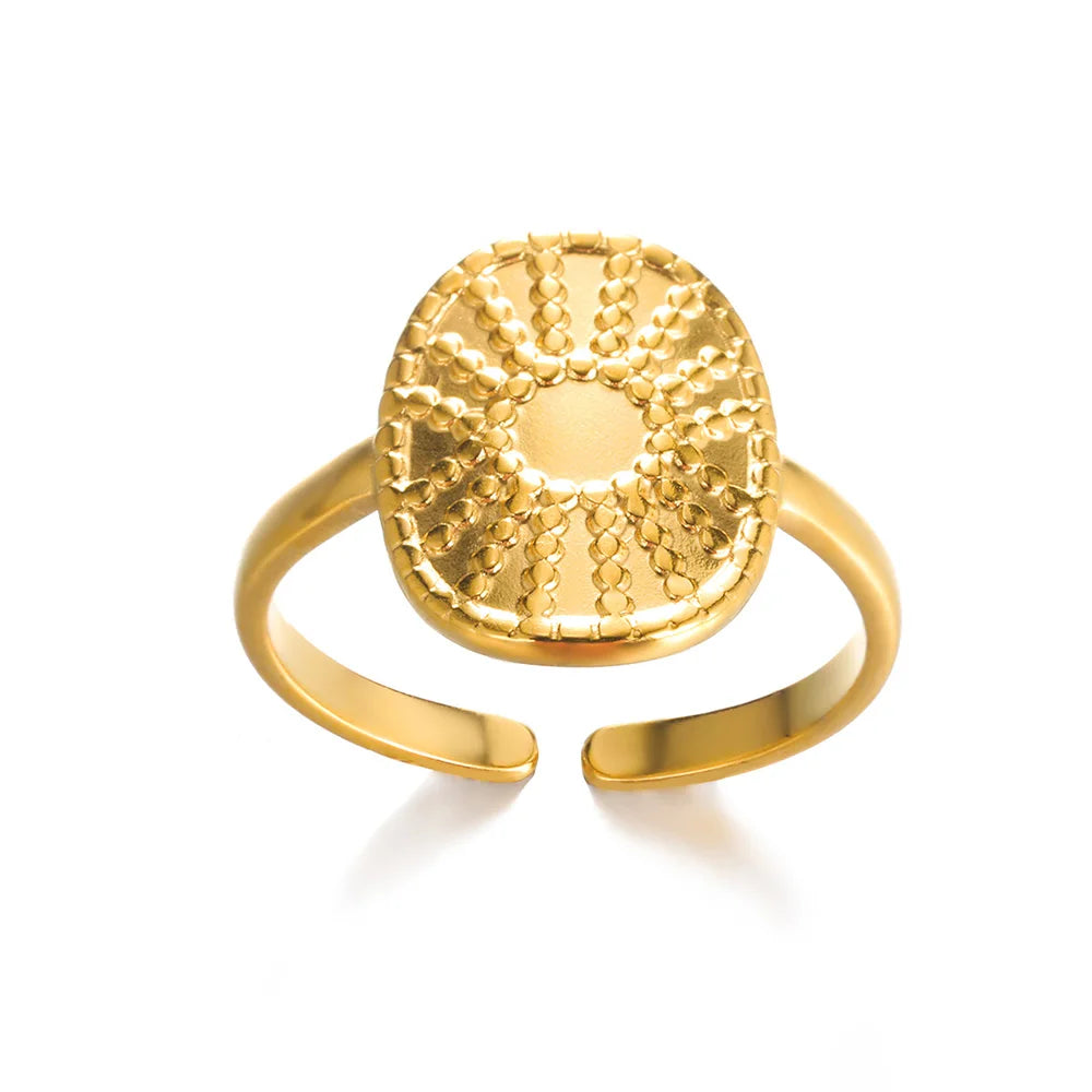 "HPTOTMG Gold Geometric Ring – Trendy Stainless Steel"