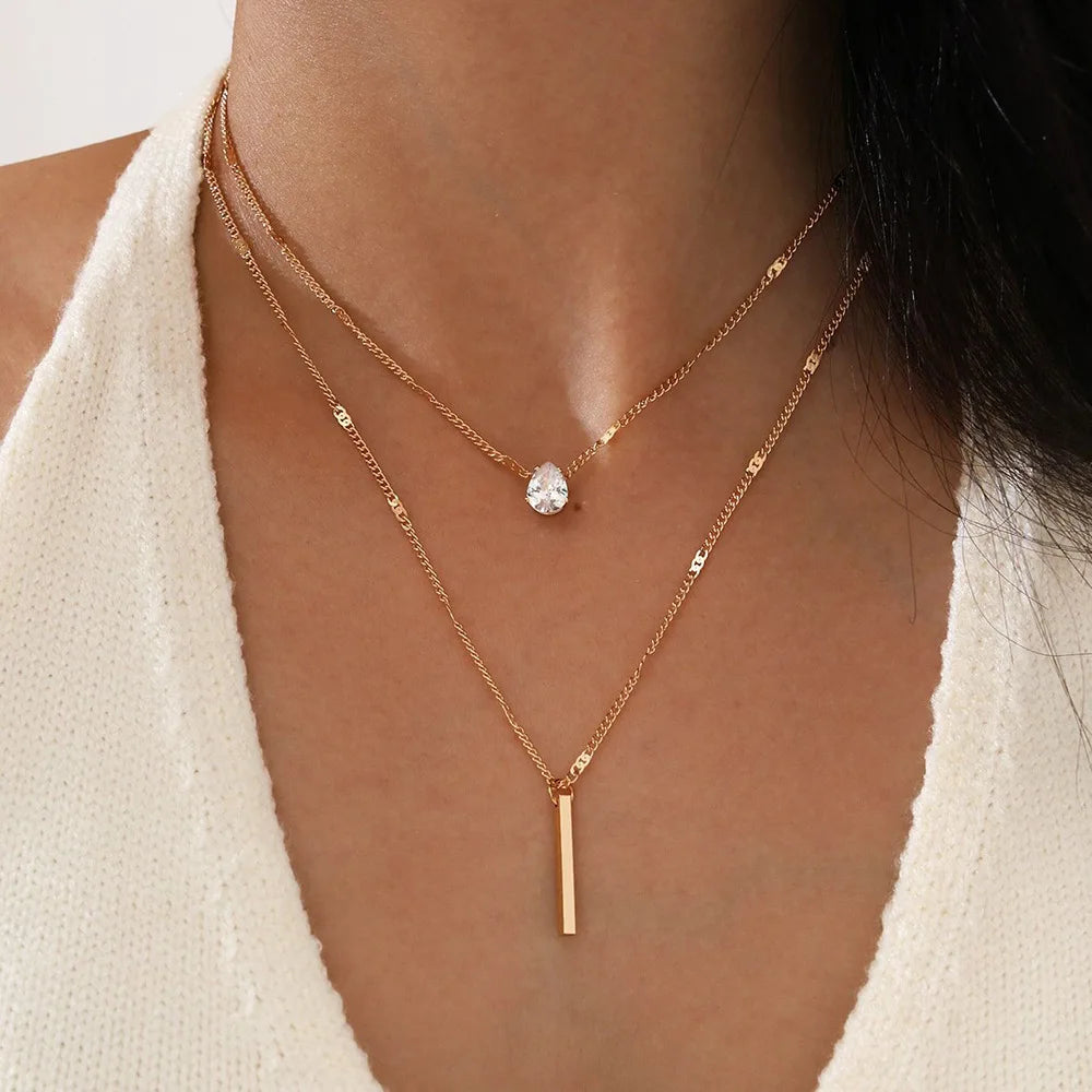 Fashionable Zircon Layer Necklace