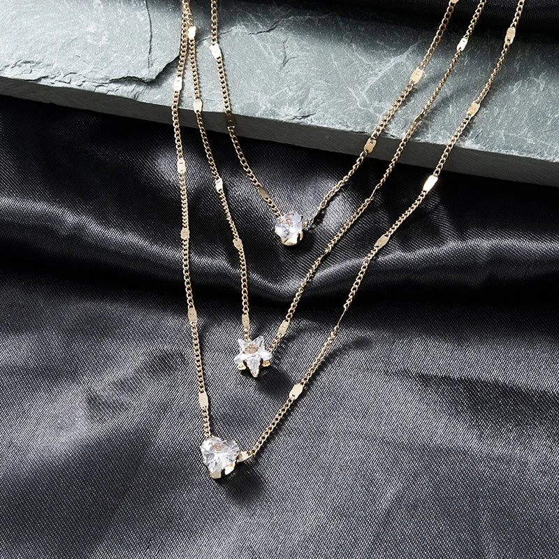 Fashionable Zircon Layer Necklace