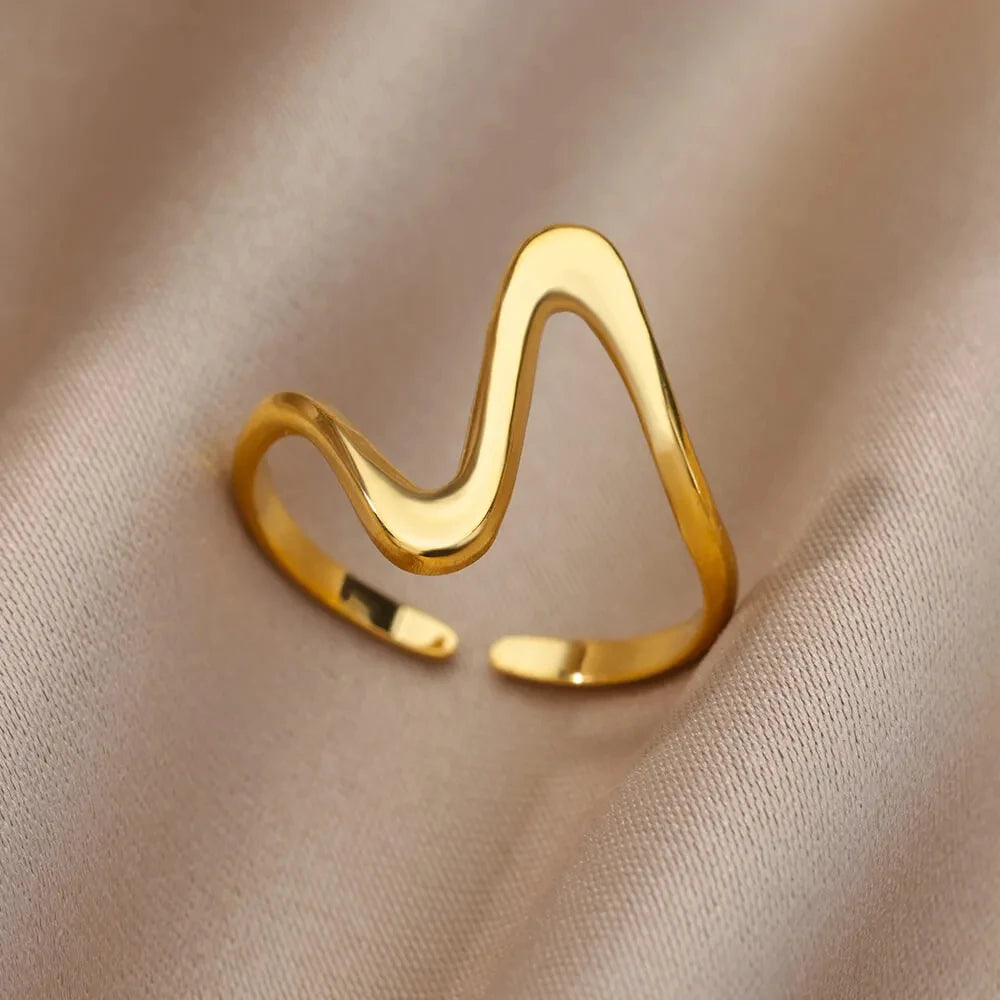 "HPTOTMG Gold Geometric Ring – Trendy Stainless Steel"