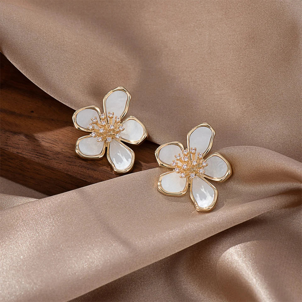 "ZAKOL Gold Floral Crystal Earrings"