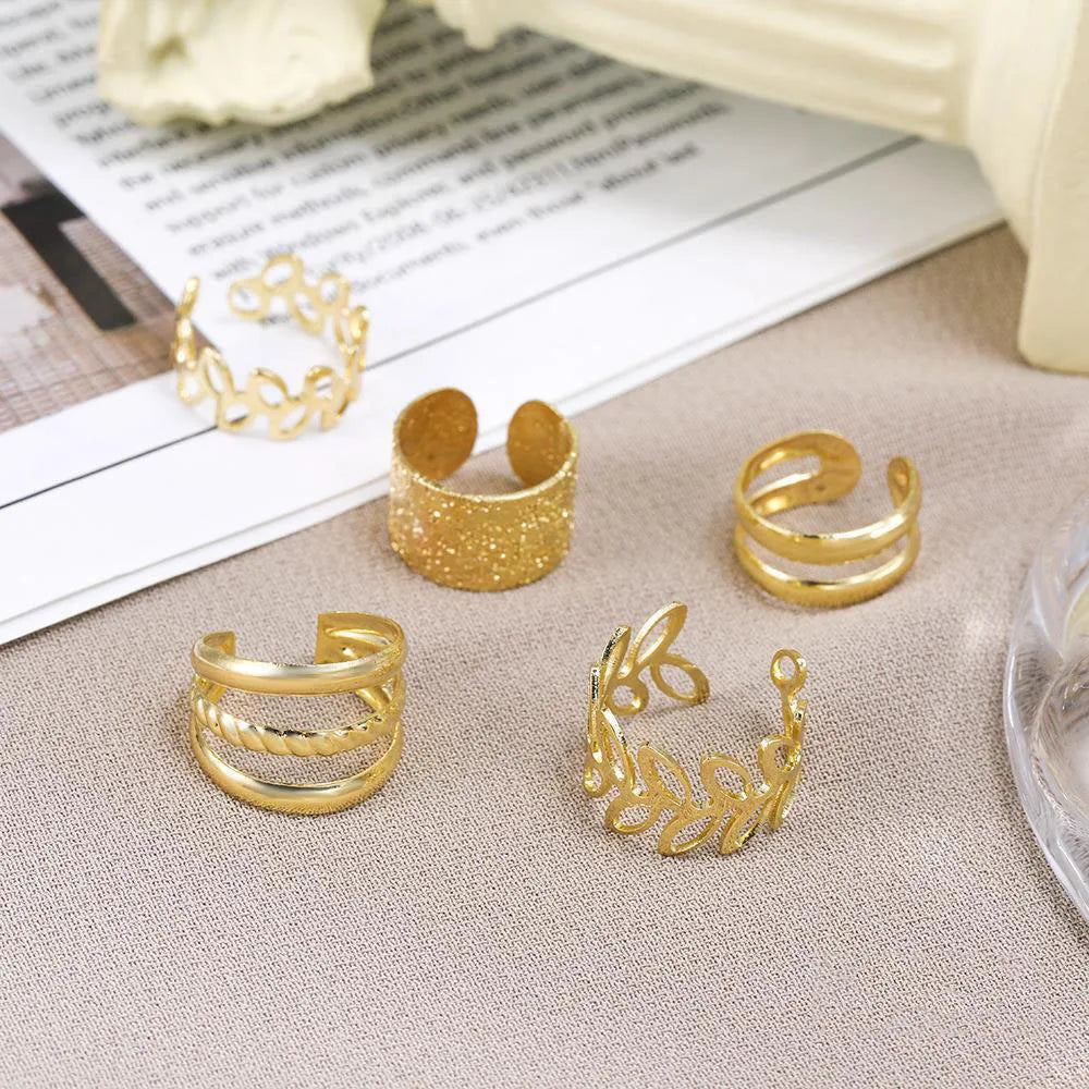 "Boho Retro Leaf & Geometric Ear Cuffs – 5pcs Non-Piercing Ear Clips for Men & Women"