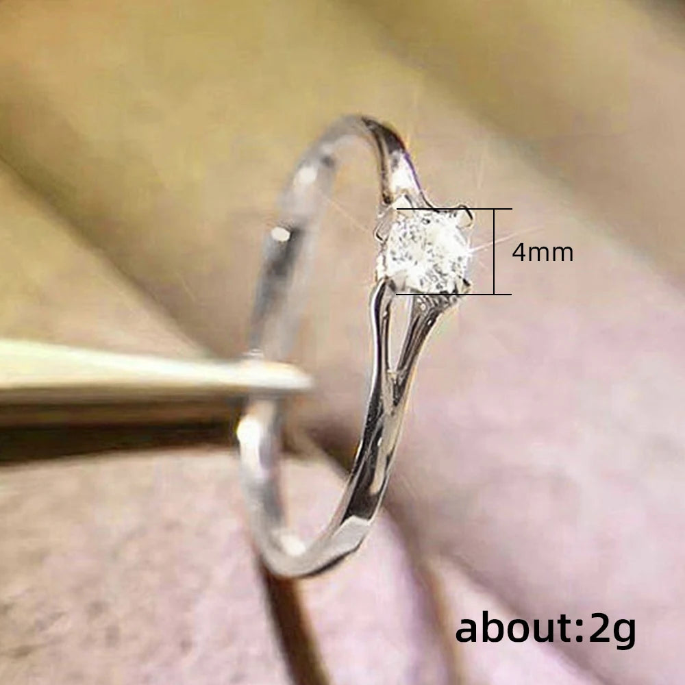 Huitan Elegant 4MM CZ Ring for Women