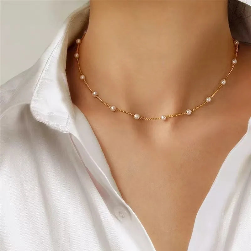 "Golden Pearl Gothic Necklace"