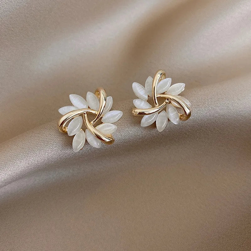 "ZAKOL Gold Floral Crystal Earrings"
