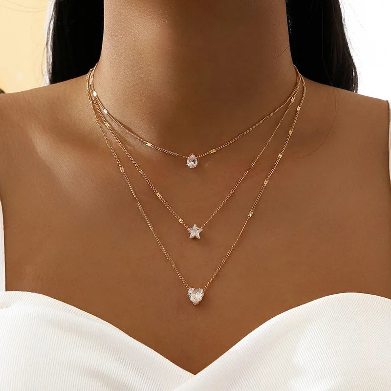 Fashionable Zircon Layer Necklace
