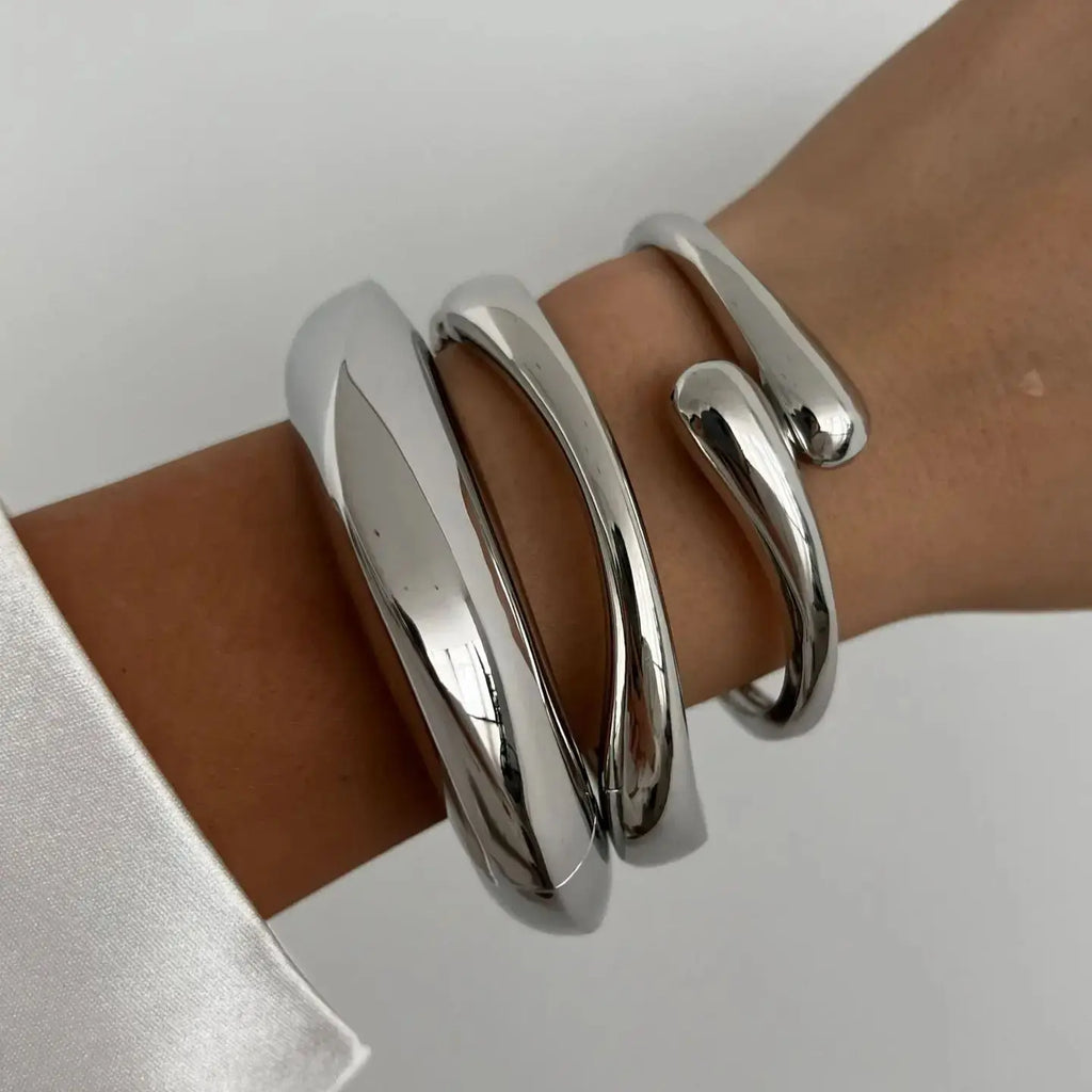 "DIEZI Geometric Metal Cuff Bangles – Vintage Punk Bracelet Set"