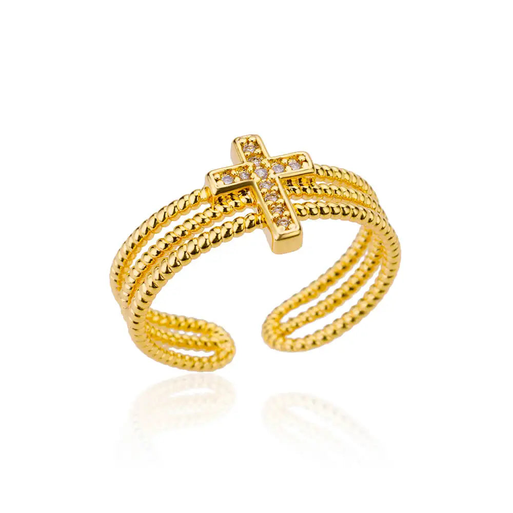 "HPTOTMG Gold Geometric Ring – Trendy Stainless Steel"