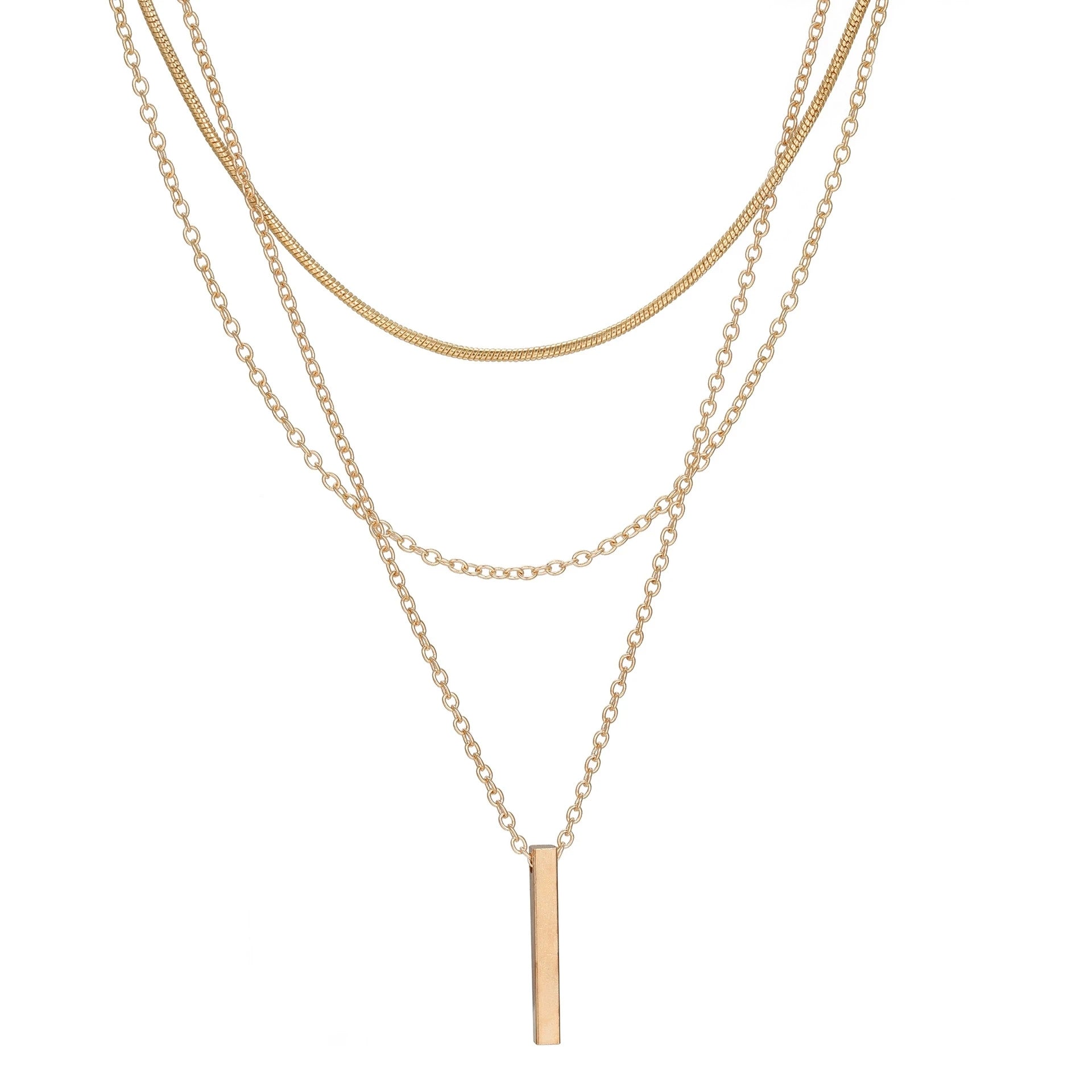 "Golden Layers – Rectangle Pendant Necklace"