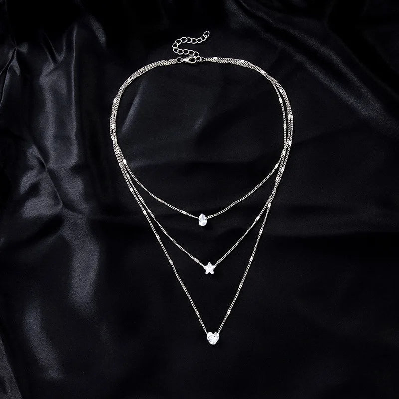 Fashionable Zircon Layer Necklace