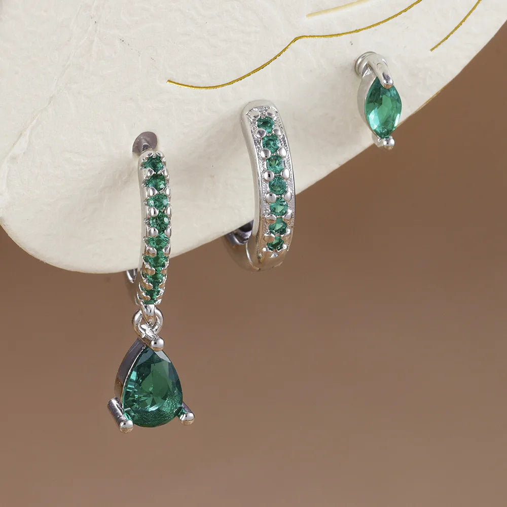 "3-Piece Gold Star Drop Earrings Set – Unisex Stainless Steel Dangle Jewelry"